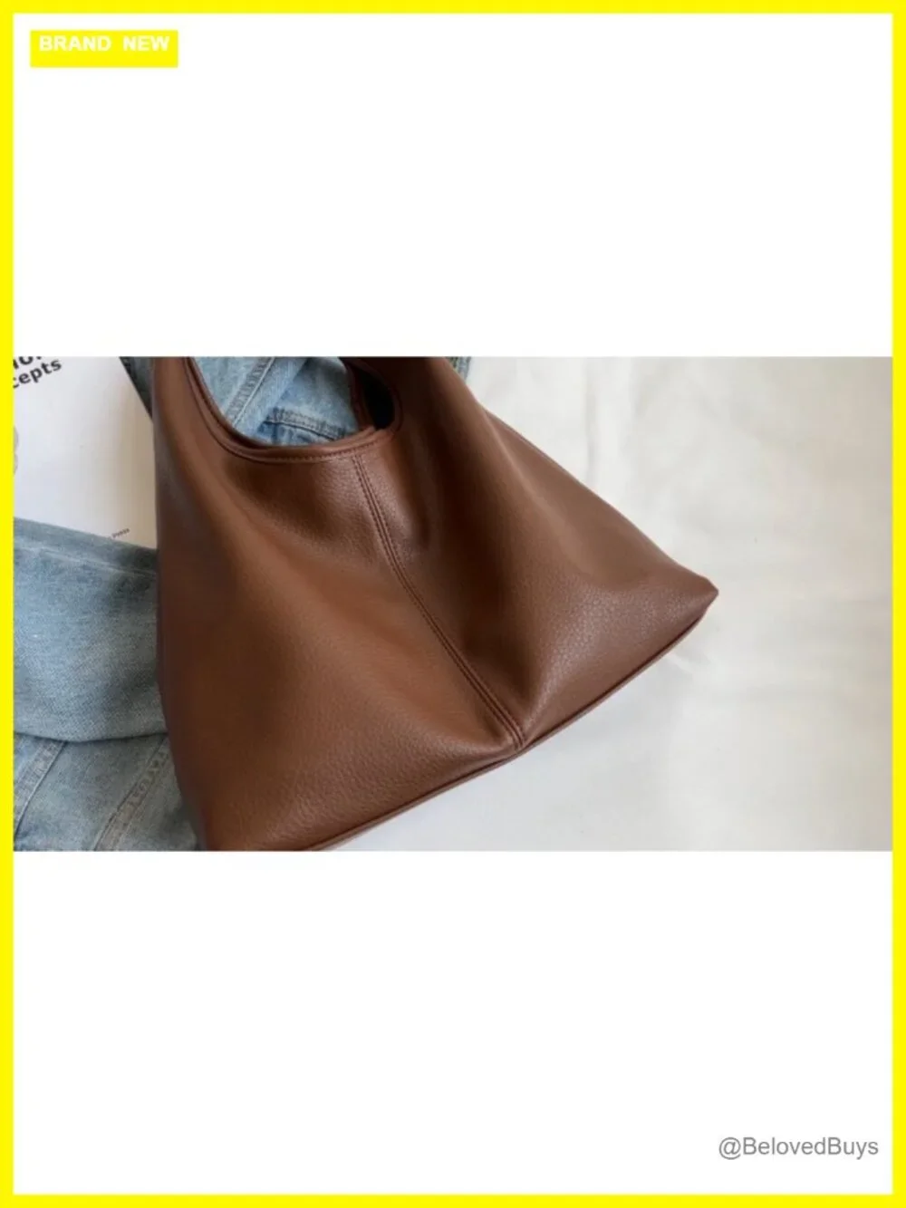 2pc Slouchy Hobo Tote Bag Soft PU Leather Shoulder Purse Work Everyday Handbag